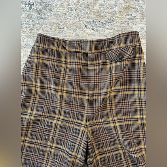 Zara Cropped Wide-Leg Plaid Trousers Brown, Gold & Black - Picture 3 of 10